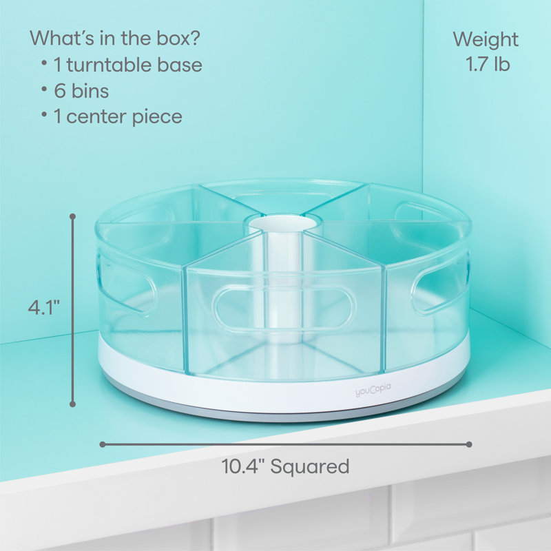 YouCopia® Crazy Susan® Turntable with 6 Removable Bins, Divided Lazy